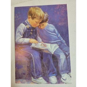Vintage Greeting Card 1990s Made In USA    Boys Reading Friends Friend